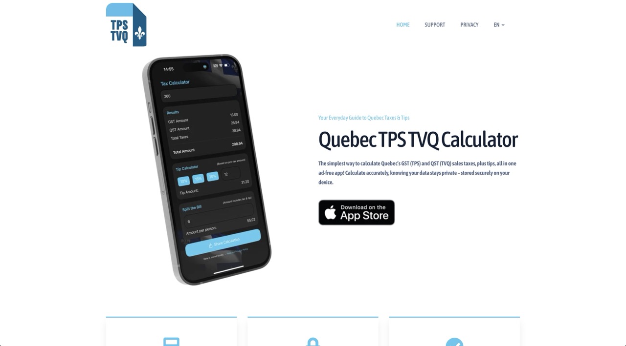 Quebec TPS TVQ App Website